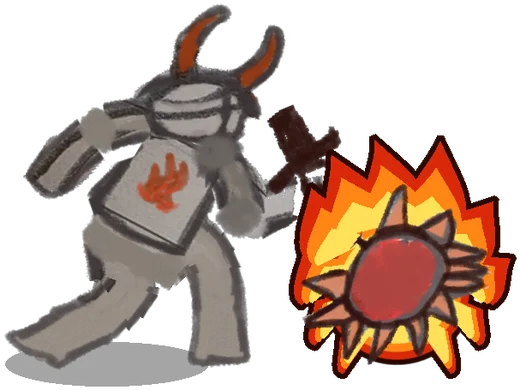 Fire Oni, a horned oni with a giant fire mace